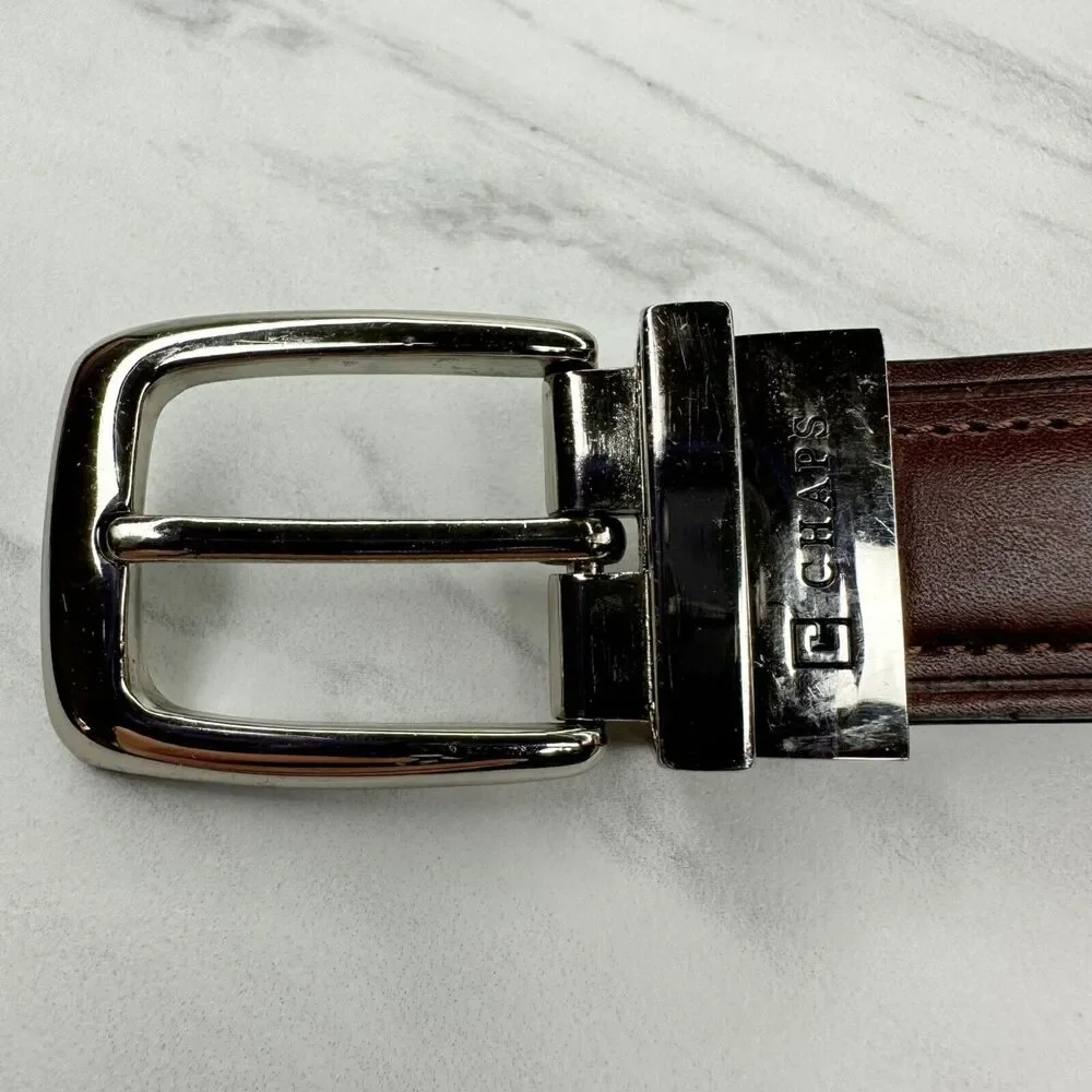 Chaps Black and Brown Faux Leather Reversible Belt Size Small S Kids Youth